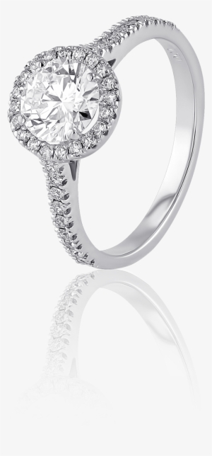 Certified Round Shape Halo Ring - Gold