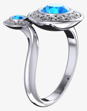 Natural Blue Topaz And Diamond Halo Ring Style - Pre-engagement Ring