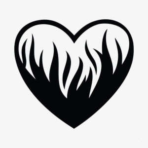 Flaming Heart Decal - Flaming Heart Black And White