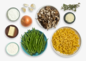 Creamy Mafalda Pasta With Green Beans, Maitake Mushrooms - Onion Ring