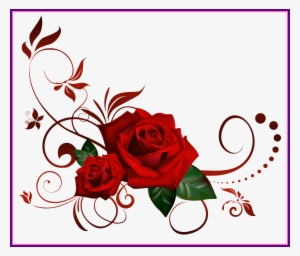 Awesome A Heart Frame With White Pearl - Rose Flower Design Border Png