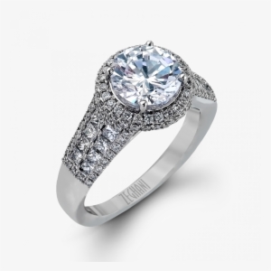 4-row Diamonds On Shank Halo Ring - Engagement Ring