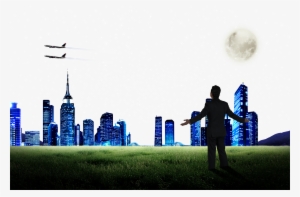 Light Sky Nightscape And - City Lights Transparent Png