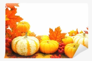 Border Or Frame Of Pumpkins And Vibrant Autumn Leaves - Cadre Citrouille D Automne