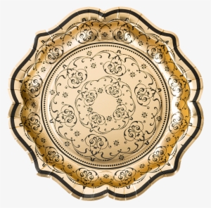 Gold Plate - Talking Tables Party Porcelain Baroque Foiled Plates