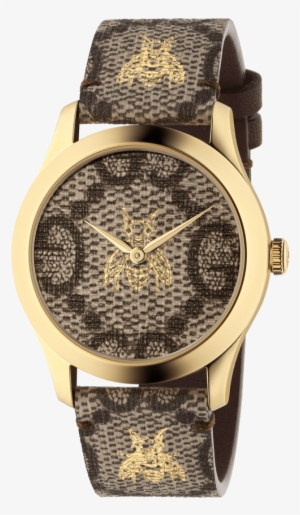 Gucci G-timeless Gg & Bee Dial Pvd Gold Plated Unisex - Ya1264068