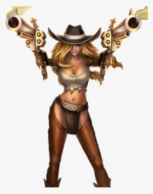 Cowgirl Miss Fortune Render By Saneco - 好運 姐 雙 槍 牛仔