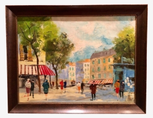 French Drawing 20th Century - Paris Street Oil Painting Abstract