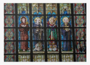 Roman Catholic Saints On A Stained Glass Window Poster