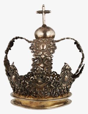Antique 18 Century Hand Wrought Silver Crown Cross - Antique Silver Crown
