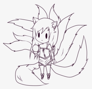 Ahri Chibi Lineart By Grumpythesheep On Deviantart - League Of Legends Chibi Line Art Png