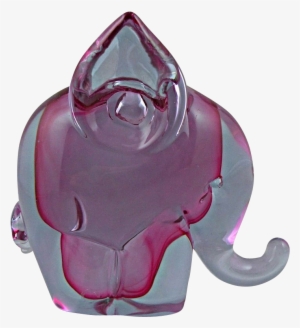Murano Cranberry And Blue Elephant Made For Camer Glass - Indian Elephant