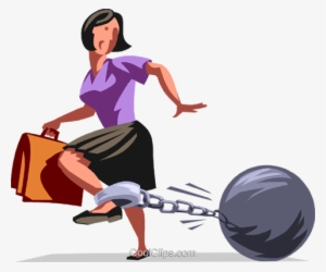 Ball & Chain Royalty Free Vector Clip Art Illustration - Indentured Servant Clip Art