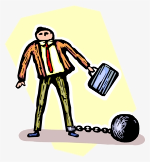 Banner Black And White Stock Restrained Businessman - Ball Chained Man Cartoon Transparent Background