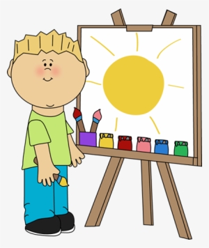 Boy Painting On An Easel - Paint A Picture Clipart