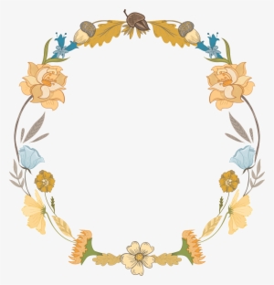 Fresh Light Golden Hand Drawn Wreath Decorative Elements - Wreath