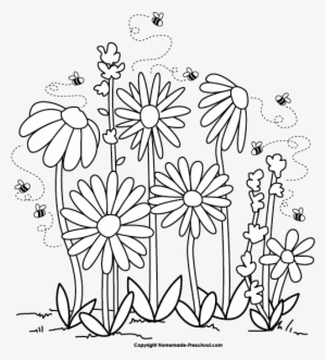 Click To Save Image - Flowers With Bees Drawing
