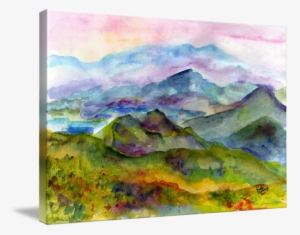 Blueridge Mountains Georgia Watercolor - Blue Ridge Mountains Georgia Landscape Watercolor
