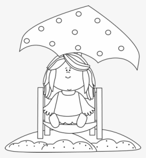 Black And White Girl On The Beach Clip Art - Summer Girl Clipart Black And White