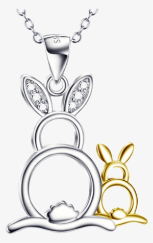 Cute Mother And Baby Rabbit Necklace 925 Sterling Silver