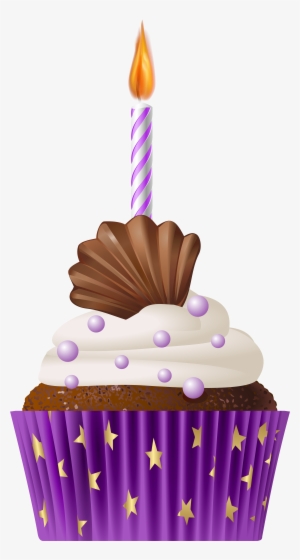 Purple Cake Cliparts - Birthday Cake Candle Png