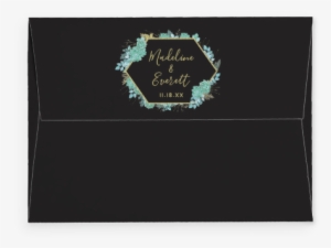 Aqua Teal Watercolor Succulents Gold Foil Frame & Black - Gold