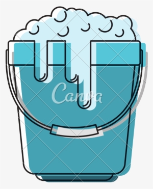 Bucket With Handle And Soapy Water In Colorful Watercolor - Imagenes De Agua Jabonosa