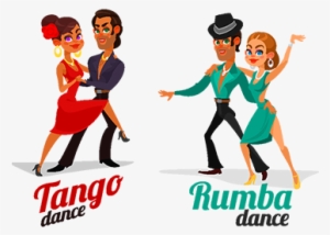 Vector Cartoon Of A Couples Dancing Tango And Rumba, - Imagenes De Baile En Dibujos Animados