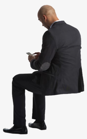 Cutout Man Sitting Phone Back - People Sitting Back Png