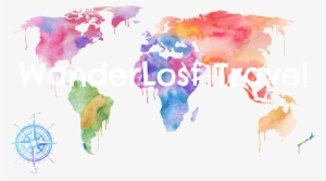 Wanderlost - Map Of The World Watercolour