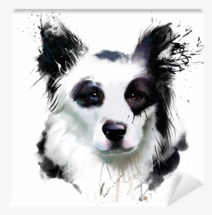 Watercolor Dog Portrait Of A Border Collie, Closeup - Watercolor Painting