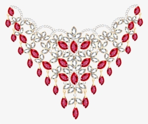 Transparent Diamond And Ruby Necklace Png Clipart - Transparent Background Necklace Clipart