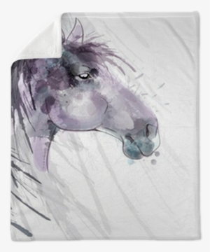 Horse Head Watercolor Painting Plush Blanket • Pixers® - Naklejki Na Ścianę Konie