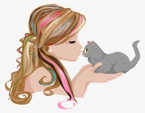 This Free Icons Png Design Of Girl Kissing Kitten