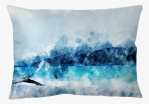 Sand Beach At The Island, Blue Water In The Sea, Digital - Watercolor Painting