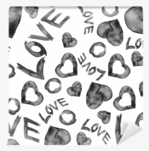 Watercolor Seamless Pattern With A Background Of Heart, - Watercolor Painting