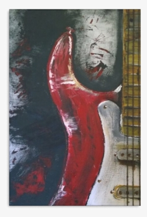 Guitar Abstract Painting Red White - Painting