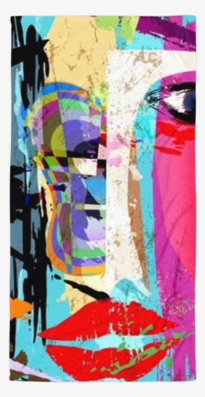 Abstract Face Painting Sublimated Towel Sublimated - Abstract Old Age Painting