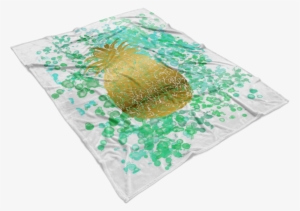 Watercolor Inspired And Gold Pineapple Fleece Blanket - Placemat