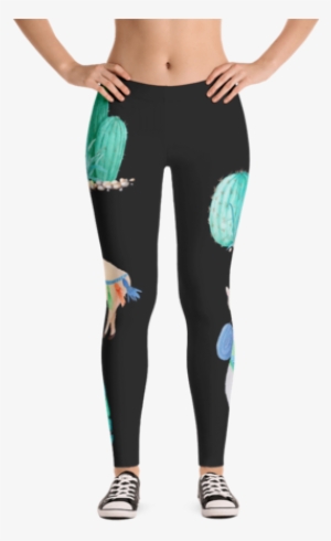 Boho Watercolor Llama & Cactus Print - Thought Control Art Leggings