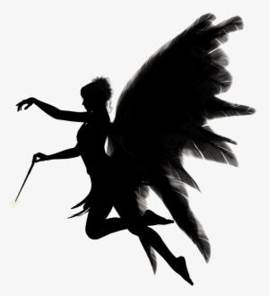Free Photo Gold 3d Angel Black Fly Wing Png Isolated - Fairy With Wand Silhouette