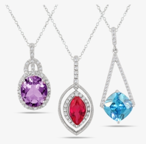 Gemstone Pendants - 1/10 Carat Diamond And Sapphire Pendant