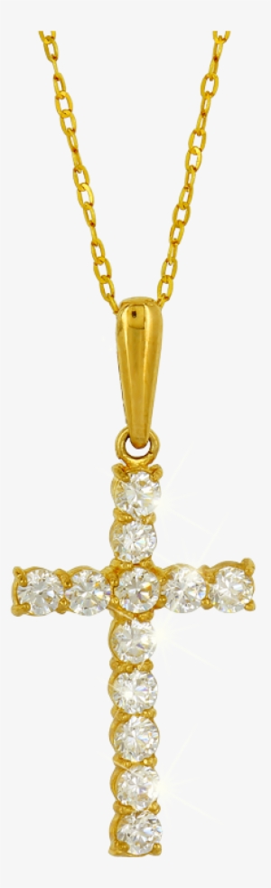Gold Chain Cross Png Download - Necklace