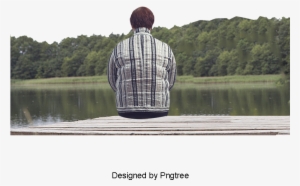 Old Man Back,seated,lake,forest, Man Clipart, Old Man - Portable Network Graphics