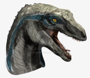 Velociraptor Drawing Watercolor - Blue Raptor Head Png