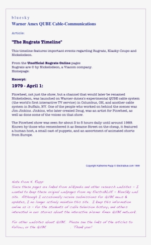 B L U E S K Y Warner Amex Qube Cable-communications - Child