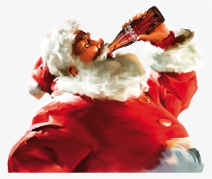 The Large Santa With A White Beard And Red Clothing - Santa Claus Drinking Coca Cola