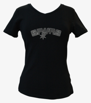 Official San Antonio Spurs Rhinestone V-neck Tee - Neckline