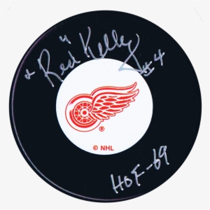 Red Kelly Autographed Detroit Red Wings Puck - Nhl - Brett Hull Signed Puck - Black -