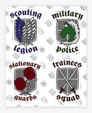 Attack On Titan Sticker/decal Sheet - Attack On Titan Crests